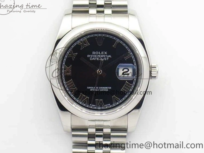 MiroTime 0223 DateJust 36mm SS 116200 ARF 1:1 Best Edition Black Roman Dial On 904L SS Jubilee Bracelet SA FlexibleFit 3519